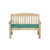 Solid wooden outdoor garden bench with a green cushion, ideal for patio or backyard seating. Made of durable, natural wood, perfect for outdoor furniture needs.