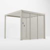 Modern outdoor pergola with adjustable slatted privacy panels, ideal for garden shading and outdoor living spaces. Designed for durability and style to enhance your backyard aesthetics.