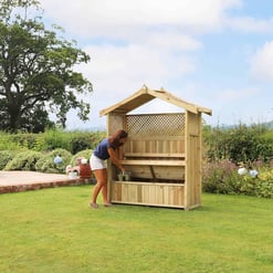 Portable wooden garden storage shed for outdoor gardening tools and equipment - Empire Home and Garden.