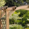 Custom wooden garden arbor with lattice sides, perfect for outdoor landscaping and garden decoration. Ideal for enhancing curb appeal and creating charming garden entrances.