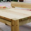 Natural wooden outdoor dining table with chairs, ideal for garden or patio entertainment, enhancing home and garden aesthetic.