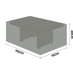 Stylish outdoor rectangular coffee table with 155cm length, 95cm width, and 60cm height, perfect for garden, patio, or backyard relaxation. Durable construction for outdoor use.