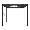 Stylish black pergola with adjustable canopy for outdoor patio or garden, perfect for entertaining or relaxing in any weather conditions. Durable steel frame with modern design.