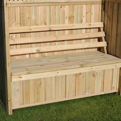 Wooden outdoor bench with privacy side panels, ideal for garden seating and relaxation, made from durable, treated timber. Perfect addition to outdoor garden furniture collection.