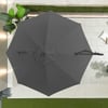 Black outdoor patio umbrella ideal for garden shade and backyard seating areas. Provides stylish coverage for outdoor furniture, perfect for summer relaxation and outdoor dining.