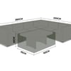 Stylish L-shaped outdoor sectional sofa with dimensions ideal for garden or patio living spaces, featuring comfortable seating and durable construction for outdoor use.
