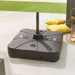 Drone delivery base station for garden and outdoor projects in modern yard.