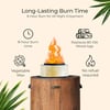 Long-lasting tabletop fire pit with 8-hour burn time, vegetable wax, and no refuel required, ideal for cozy outdoor spaces. Replaces 80-100 wood logs for eco-friendly backyard ambiance.
