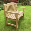 Solid cedar garden bench outdoor seating for yard or patio, perfect for relaxing in the lush green landscape.