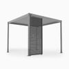 Modern outdoor pergola with a stylish privacy screen, made of durable metal for patio shade and garden comfort, perfect for enhancing your outdoor living space.