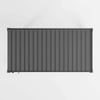 Heavy-duty gray metal storage container with vertical slats, ideal for outdoor storage solutions.