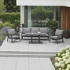 Stylish outdoor patio furniture with modern garden landscaping, perfect for outdoor entertaining and relaxation.