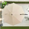 Elegant beige outdoor patio umbrella for garden and patio shade, featuring a sturdy black pole and crank mechanism, ideal for backyard relaxation and garden decor.