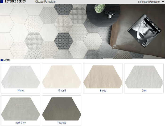 Leterre Series Matte Hexagon Glazed Porcelain Tile – Color: White, Almond, Beige, Grey, Dark Grey, Tobacco – Size: 12 SQUAREFOOT FLOORING - MISSISSAUGA - TORONTO - BRAMPTON