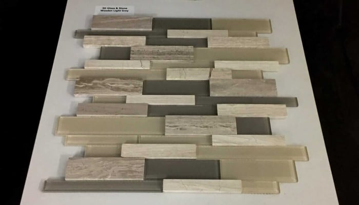 3D Glass & Stone – Wooden Light Grey Mosaic Backsplash Tile SQUAREFOOT FLOORING - MISSISSAUGA - TORONTO - BRAMPTON