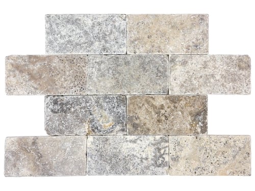 Silver Ash Travertine 3 x 6 in / 7.5 x 15 cm Tumbled Natural Stone – Anatolia Tile SQUAREFOOT FLOORING - MISSISSAUGA - TORONTO - BRAMPTON