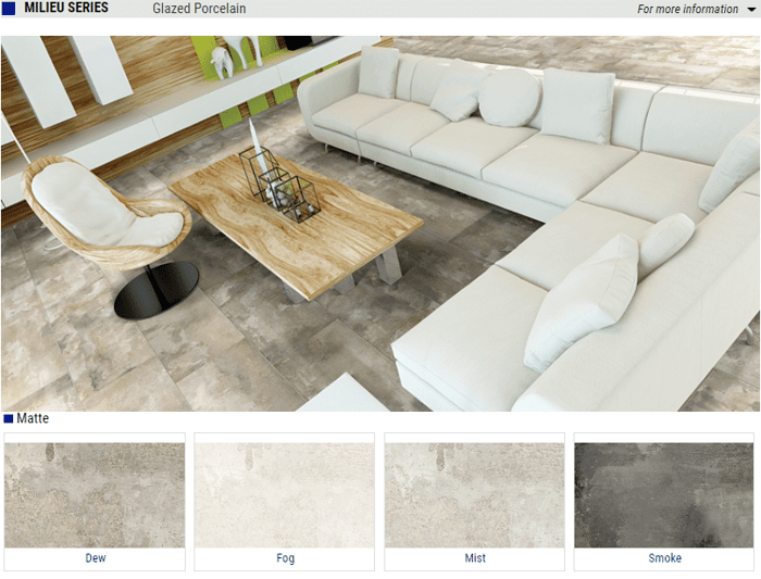 Milieu Series Matte Glazed Porcelain Tiles – Color Dew, Fog, Mist, Smoke – Size 18×36 12×24 13×13 SQUAREFOOT FLOORING - MISSISSAUGA - TORONTO - BRAMPTON