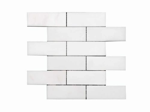 26SW09 2×6 Polished Pure White Marble Stone Subway Mosaics SQUAREFOOT FLOORING - MISSISSAUGA - TORONTO - BRAMPTON