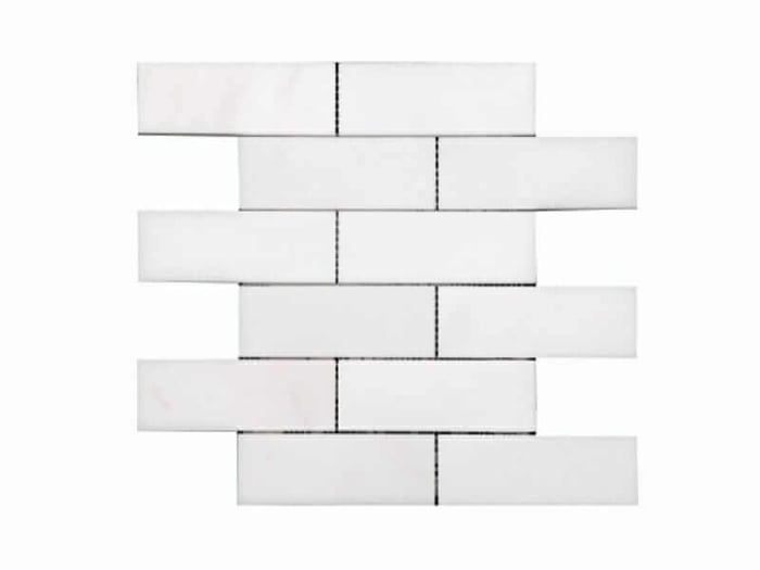 26SW09 2×6 Polished Pure White Marble Stone Subway Mosaics SQUAREFOOT FLOORING - MISSISSAUGA - TORONTO - BRAMPTON