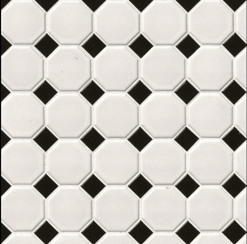 WHITE AND BLACK MATTE OCTAGON Porcelain Mosaics SQUAREFOOT FLOORING - MISSISSAUGA - TORONTO - BRAMPTON