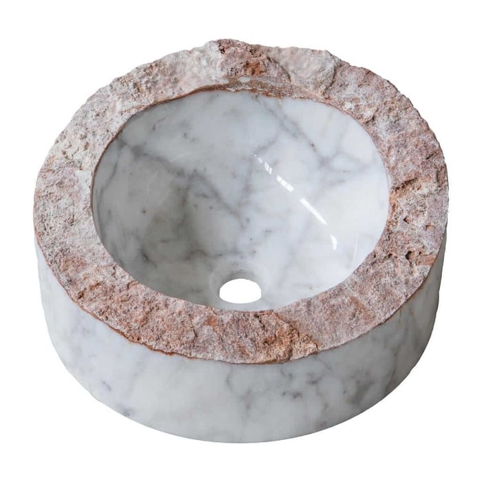 Carrara Marble Round Sink Sapphirus Stone & Tile SQUAREFOOT FLOORING - MISSISSAUGA - TORONTO - BRAMPTON