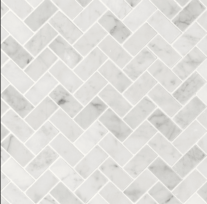 CARRARA WHITE 1X2 HERRINGBONE HONED Marble Mosaics SQUAREFOOT FLOORING - MISSISSAUGA - TORONTO - BRAMPTON