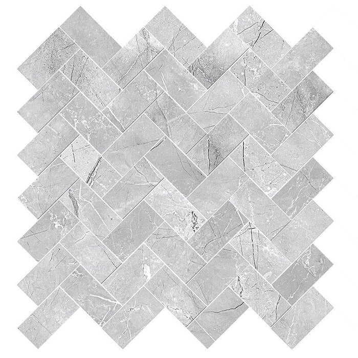 Pulpis Grey Polished Herringbone Porcelain Mosaic Sapphirus Stone & Tile SQUAREFOOT FLOORING - MISSISSAUGA - TORONTO - BRAMPTON