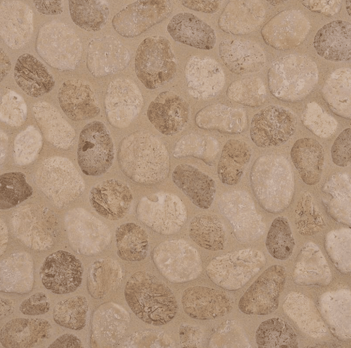 TRAVERTINE BLEND PEBBLES TUMBLED PATTERN 10MM Travertine Mosaics SQUAREFOOT FLOORING - MISSISSAUGA - TORONTO - BRAMPTON