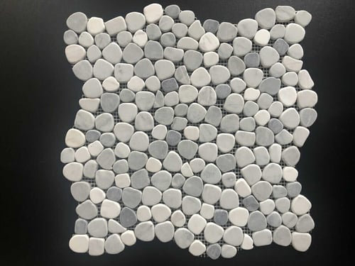 28STM001 Carrara and Dolomite Tumbled Mini Pebble Mosaics SQUAREFOOT FLOORING - MISSISSAUGA - TORONTO - BRAMPTON