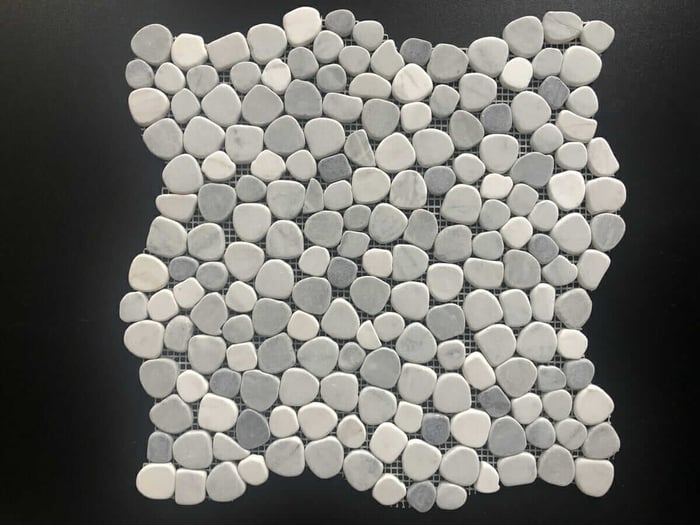 28STM001 Carrara and Dolomite Tumbled Mini Pebble Mosaics SQUAREFOOT FLOORING - MISSISSAUGA - TORONTO - BRAMPTON