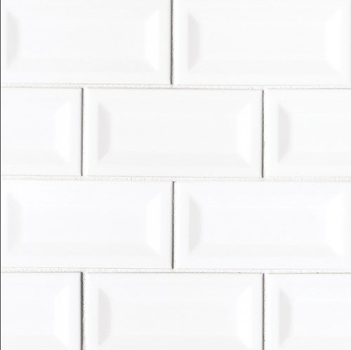 WHITE GLOSSY 3X6 INVERTED BEVELED Ceramic Mosaics SQUAREFOOT FLOORING - MISSISSAUGA - TORONTO - BRAMPTON