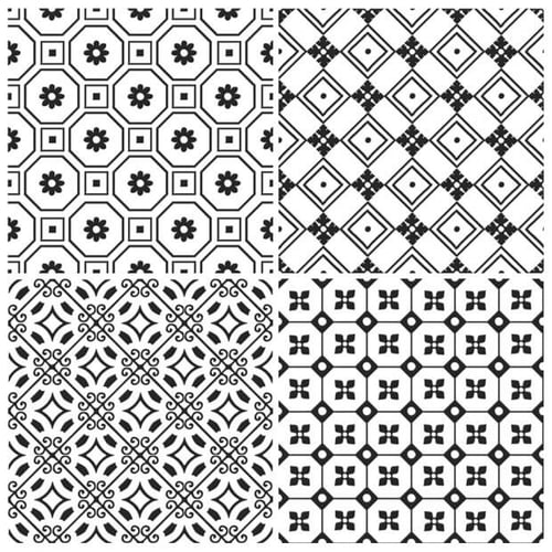 8”x8” Unica Bon Ton Black On White SQUAREFOOT FLOORING - MISSISSAUGA - TORONTO - BRAMPTON
