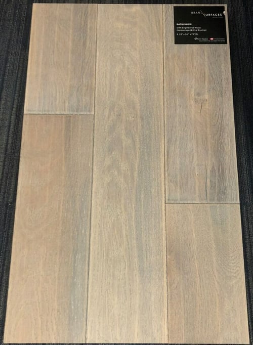 Satin Snow Brand Surfaces Oak Handscraped Wire Brush Engineered Flooring SQUAREFOOT FLOORING - MISSISSAUGA - TORONTO - BRAMPTON