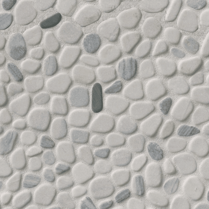 BLACK AND WHITE PEBBLED TUMBLED PATTERN Marble Mosaics SQUAREFOOT FLOORING - MISSISSAUGA - TORONTO - BRAMPTON
