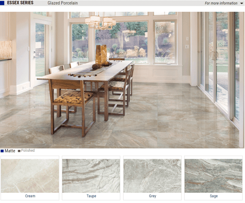 Essex Series Matte and Polished Glazed Porcelain Tiles – Color Cream, Taupe, Grey, Sage – Size Contact us SQUAREFOOT FLOORING - MISSISSAUGA - TORONTO - BRAMPTON