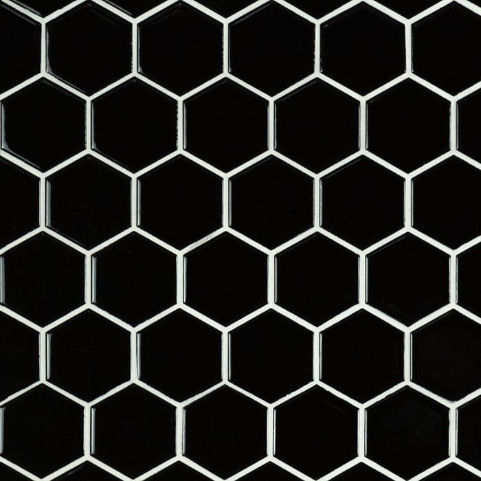 MSI Black Glossy 2” Hexagon Mosaic Tile