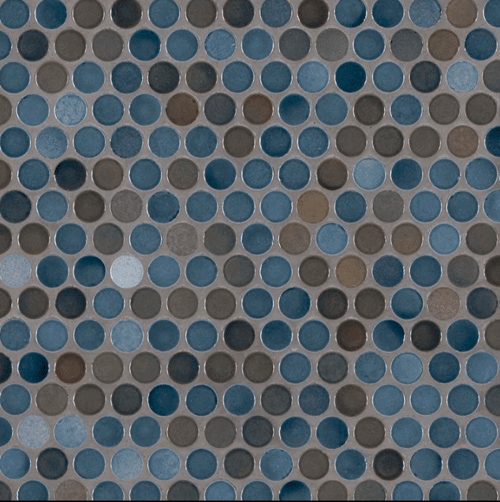 PENNY ROUND AZUL GLOSSY Porcelain Mosaics SQUAREFOOT FLOORING - MISSISSAUGA - TORONTO - BRAMPTON