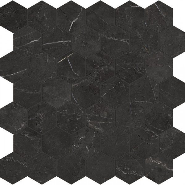 Richmond Tile Valencia Nero Venato 2" Hexagon Mosaic Polished