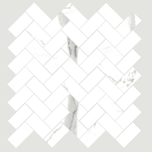 Bianco River Polished Herringbone Porcelain Mosaic Sapphirus Stone & Tile SQUAREFOOT FLOORING - MISSISSAUGA - TORONTO - BRAMPTON