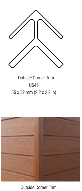 US46 NewTechWood Outside Corner Trim - Colors available to match US31 and UH67 Siding