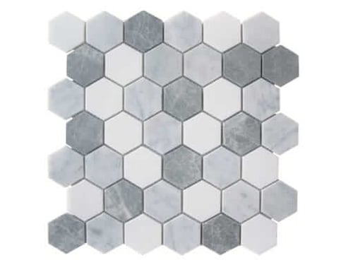 32STM002 Icy White 1 inch Hexagon Polished Marble Mosaics SQUAREFOOT FLOORING - MISSISSAUGA - TORONTO - BRAMPTON