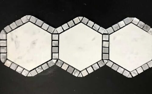 49STM033 Carrara Hexagon With Frame Hexagon Marble Mosaics SQUAREFOOT FLOORING - MISSISSAUGA - TORONTO - BRAMPTON
