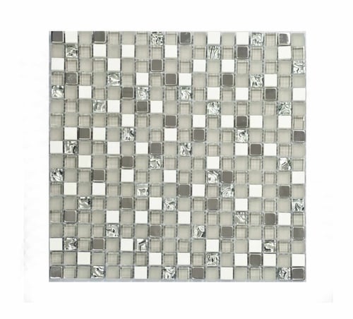 MBL028 Grau Silver with White Marble and Stainless Steel Mosaics SQUAREFOOT FLOORING - MISSISSAUGA - TORONTO - BRAMPTON