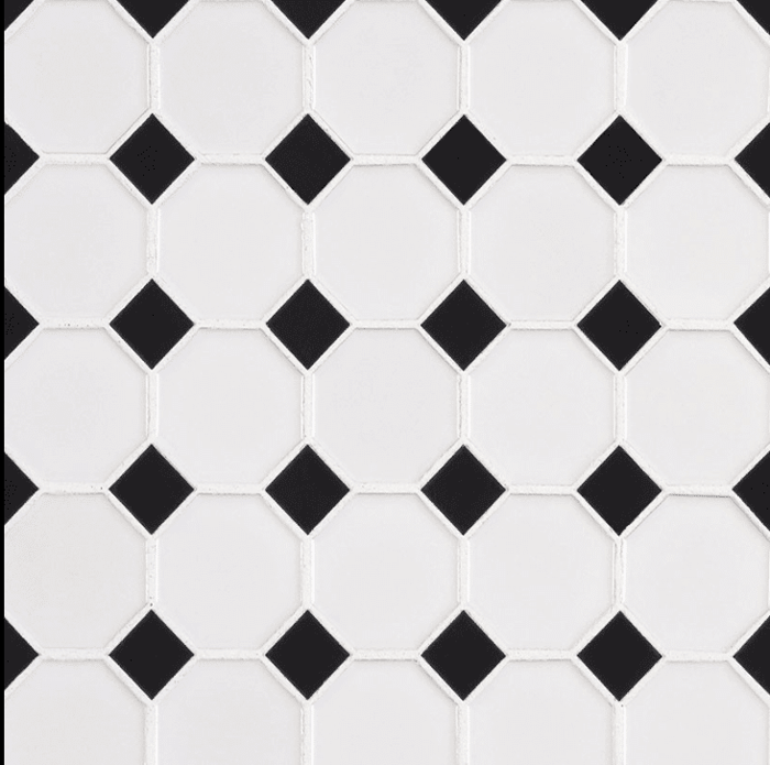 RETRO OCTAGON BIANCO 6MM GLOSSY Porcelain Mosaics SQUAREFOOT FLOORING - MISSISSAUGA - TORONTO - BRAMPTON