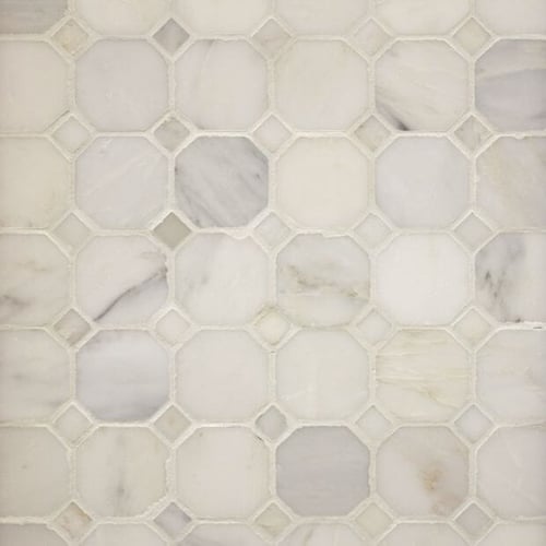 Classic White Octagon Mosaic Polished SQUAREFOOT FLOORING - MISSISSAUGA - TORONTO - BRAMPTON