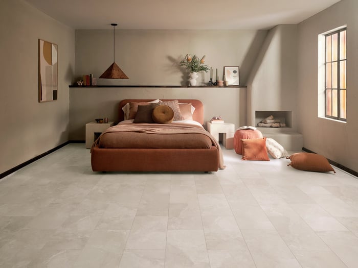 Cremello Travertine Coretec Tile Vinyl Flooring