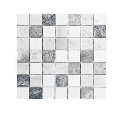 11STM020 Carrara and Crystal White with Antique 2×2 Honed Marble Mosaics SQUAREFOOT FLOORING - MISSISSAUGA - TORONTO - BRAMPTON