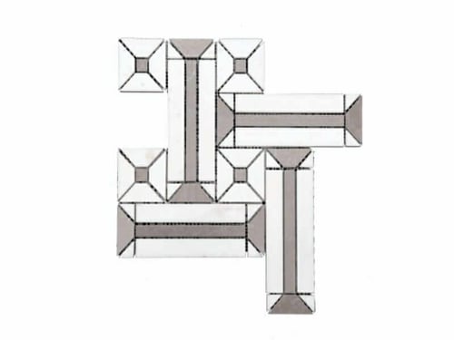 R3 Calacatta and Cinderella Strips and Squares Polished Marble Mosaics