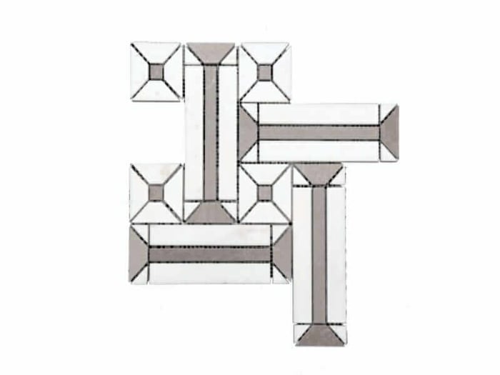 R3 Calacatta and Cinderella Strips and Squares Polished Marble Mosaics