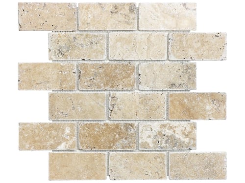 Picasso 2 x 4 in / 5 x 10 cm Brick Mosaic Tumbled Natural Stone – Anatolia Tile SQUAREFOOT FLOORING - MISSISSAUGA - TORONTO - BRAMPTON